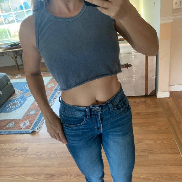 Brandy Melville Grey crop top scoop neck tank top sports bra top xs sm OS - Picture 7 of 8